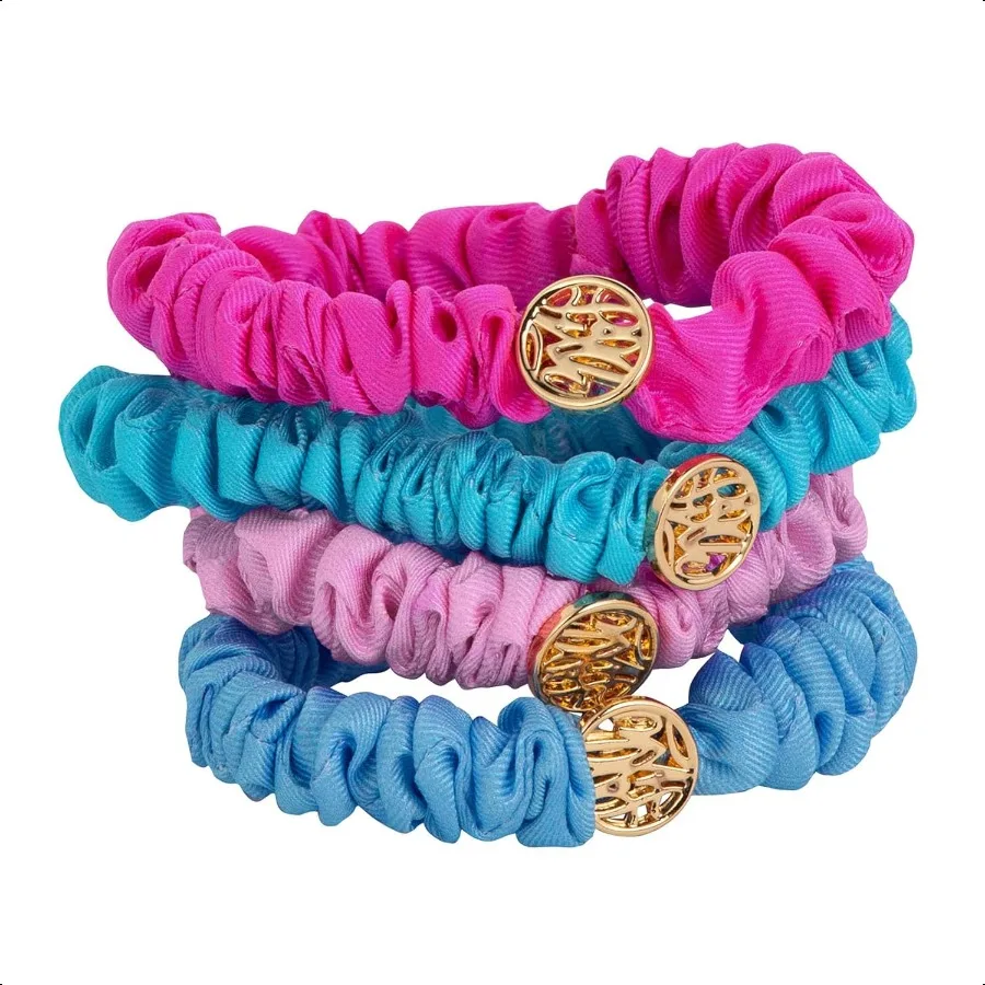Set di elastici in raso da 4 pezzi per donne e ragazze, graziosi mini elastici per capelli, solidi assortiti