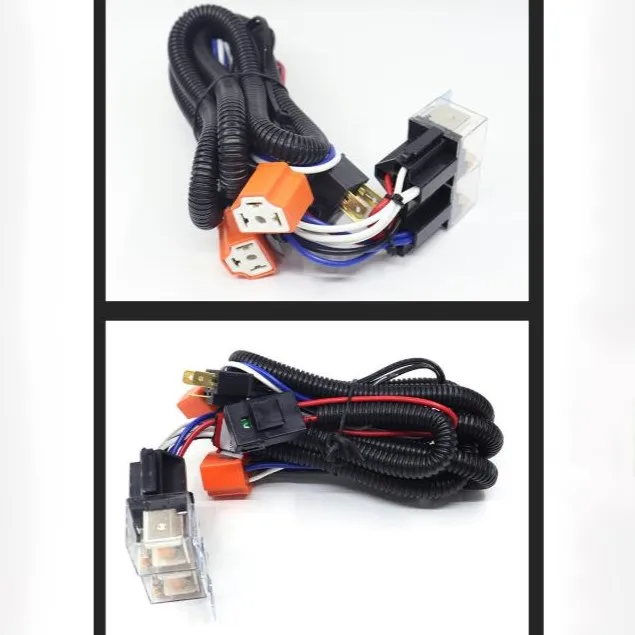 Vehicle Headlight Enhancement Wiring Harness 12V/24V with Waterproof Relay and Copper Core for Improved Electrical Conductivity