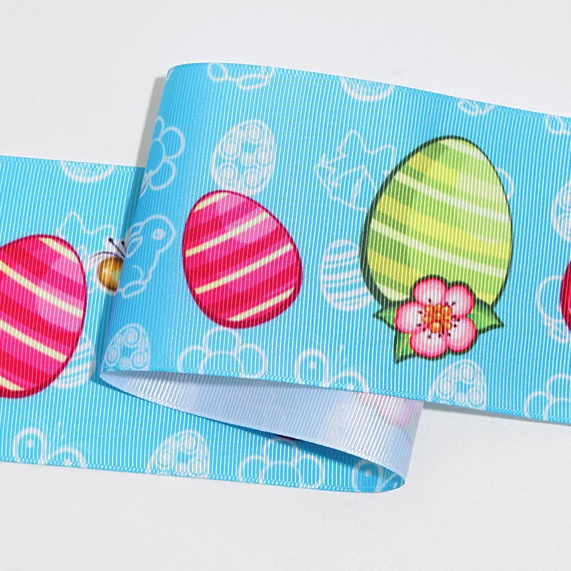 DIY Cartoon Easter Egg Bunny Printed Grosgrain Ribbon For Craft Supplies Sewing Accessories 5 Yards. 88167