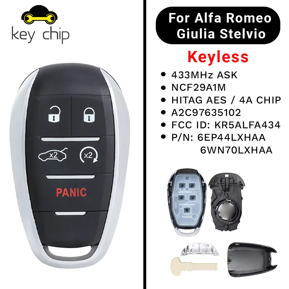 

Для Alfa Romeo Giulia Stelvio 2017 2018 2019 2020 дистанционный брелок KR5ALFA434 Continental: A2C97635100 433 МГц 4A чип