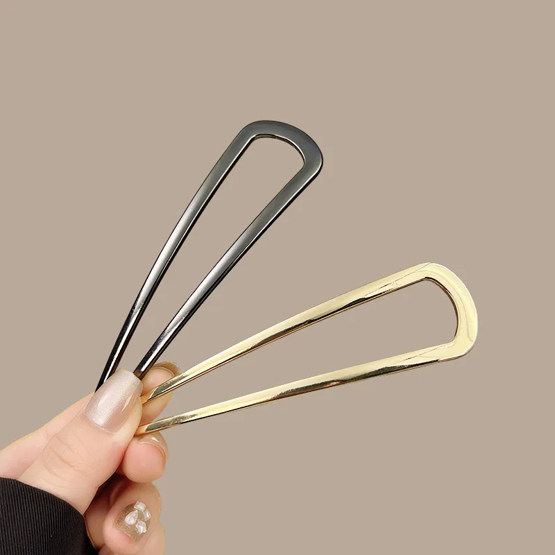Dicke, einfache U-förmige Haargabeln für Frauen und Mädchen, Metall-Haarspangen, geometrische Haarclips, modische Haaraccessoires für Damen – Detail 23
