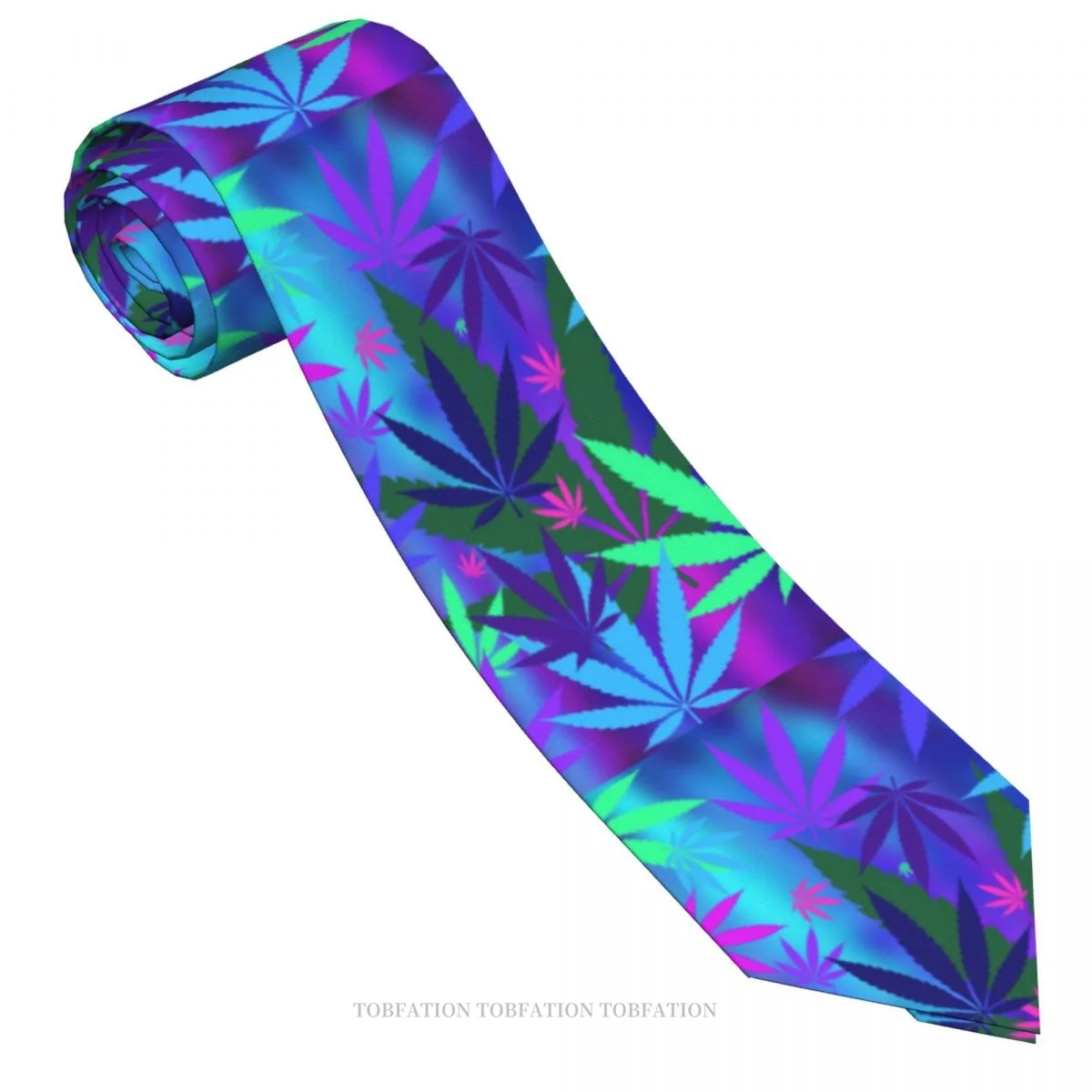 Weed Leaf Colorful Design Men Ties 3D Printed Hip-Hop Street Business Wedding Party Shirt Accessories