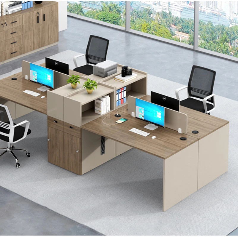 

# Modular Modern Wooden Office Workstation System Partition Desk For 2 To 6 Persons With Flexible Layout Hospital & School Use