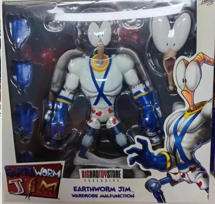 

PDNA Earthworm Jim Action Figure Worm Body Psy-Crow Bob The Killer Gold Fish Snot Anime Figures Doll Toy Model Collection Gift