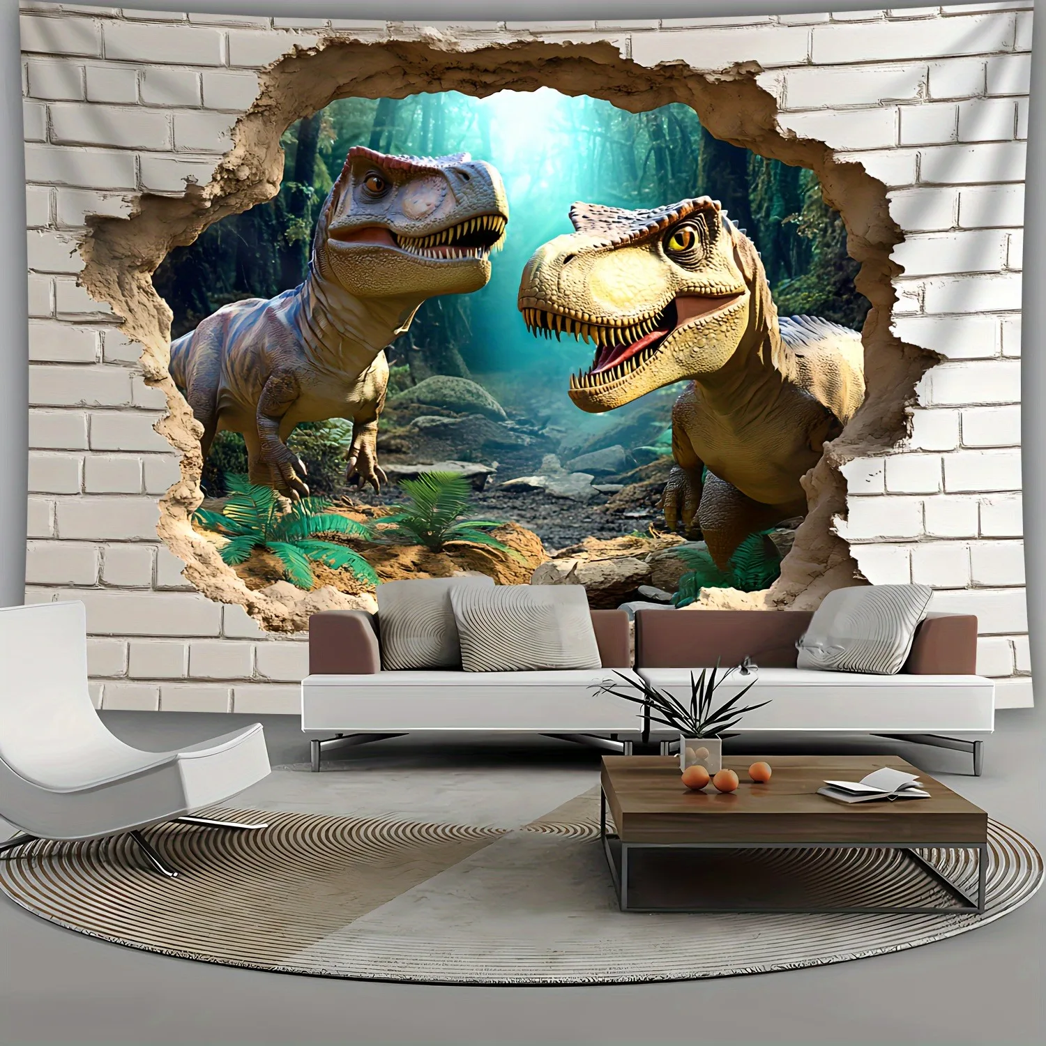 Stunning Dinosaur Wall-Breaking 3D Tapestry Polyester No-Install Living Room Bedroom Office Decor Party Live Stream Background