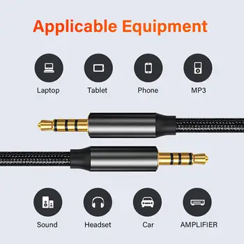 Pozlacený 3,5mm až 3,5mm TRRS 4pólový dlouhý Aux kabel pro telefon, sluchátka, mikrofon, hudbu do auta, HIFI stereo zvukový audio konektor 10 nejlepší prodej 3,5mm jack 4pólový - №2