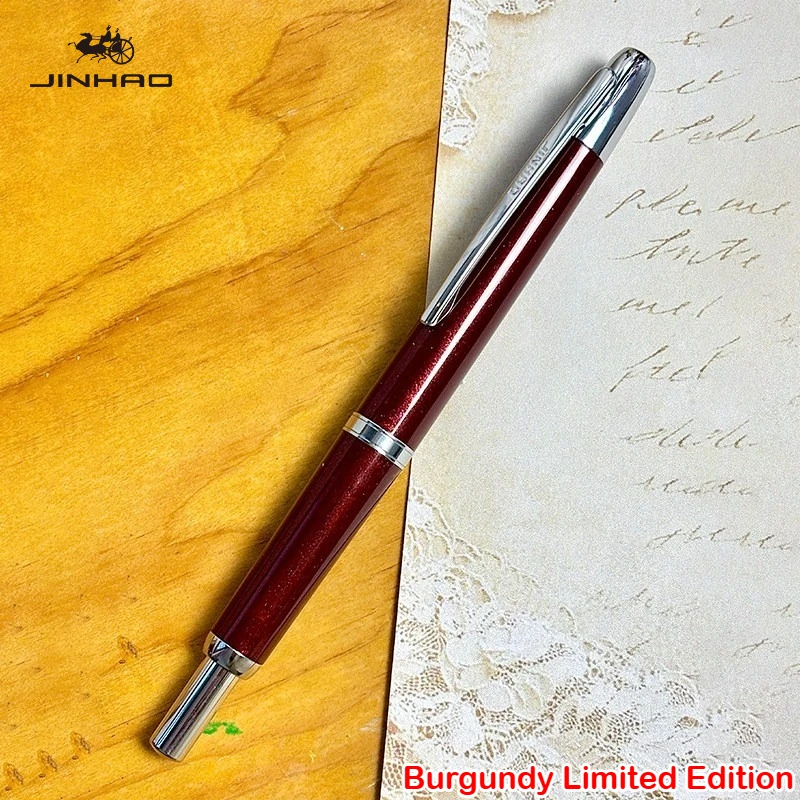 

Бордовая версия ограниченного выпуска! Перьевая ручка JINHAO 20 Press с выдвижным механизмом и конвертером для чернил, канцелярские товары, PK A1 10