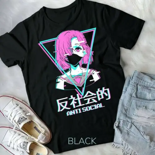 Antisocial Vaporwave Anime Girl Japanese Aesthetic Unisex Form T-shirt