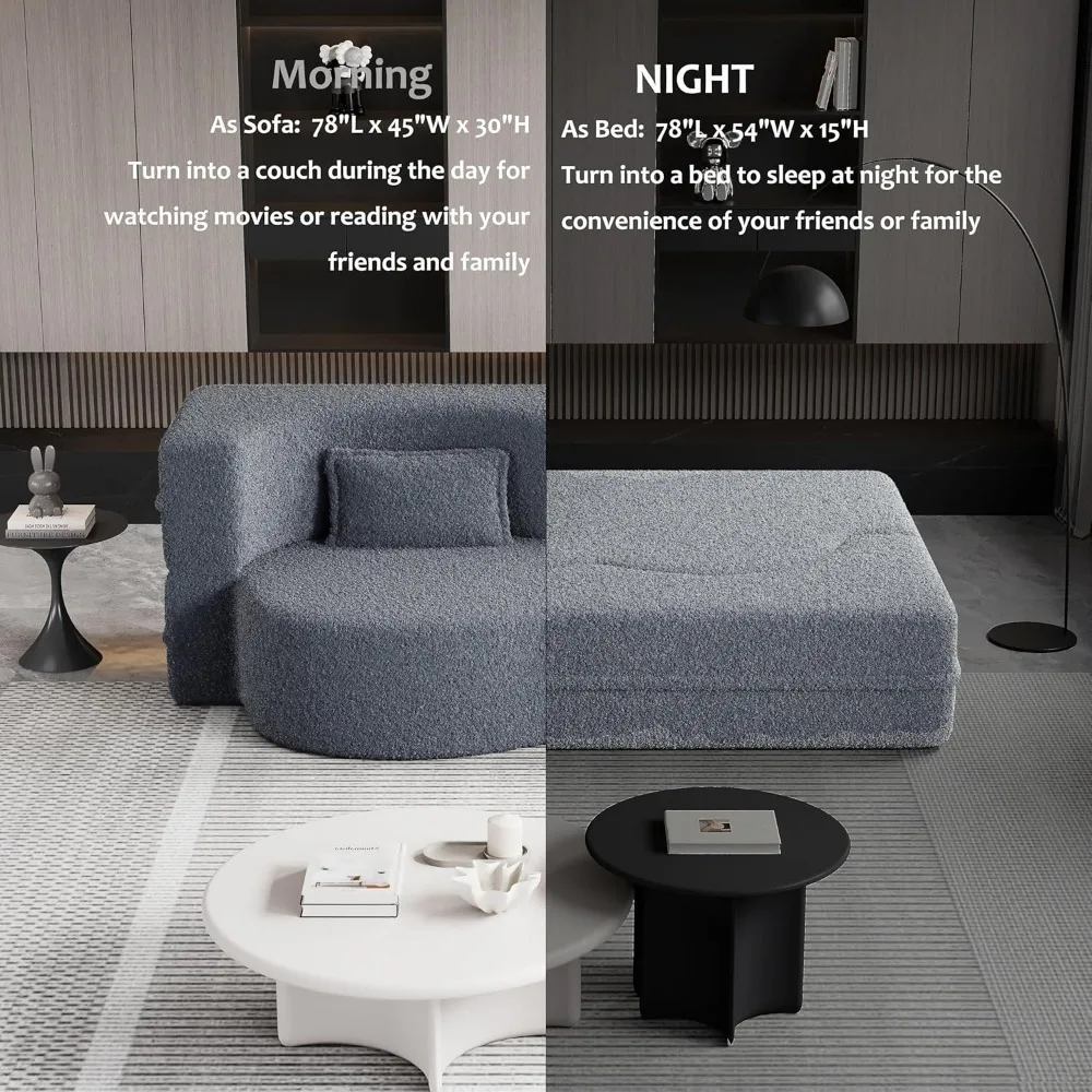 أريكة سرير من إسفنج الذاكرة، أريكة قابلة للتحويل بمقعد عميق مع وسائد، نوم مريح لغرفة المعيشة #6