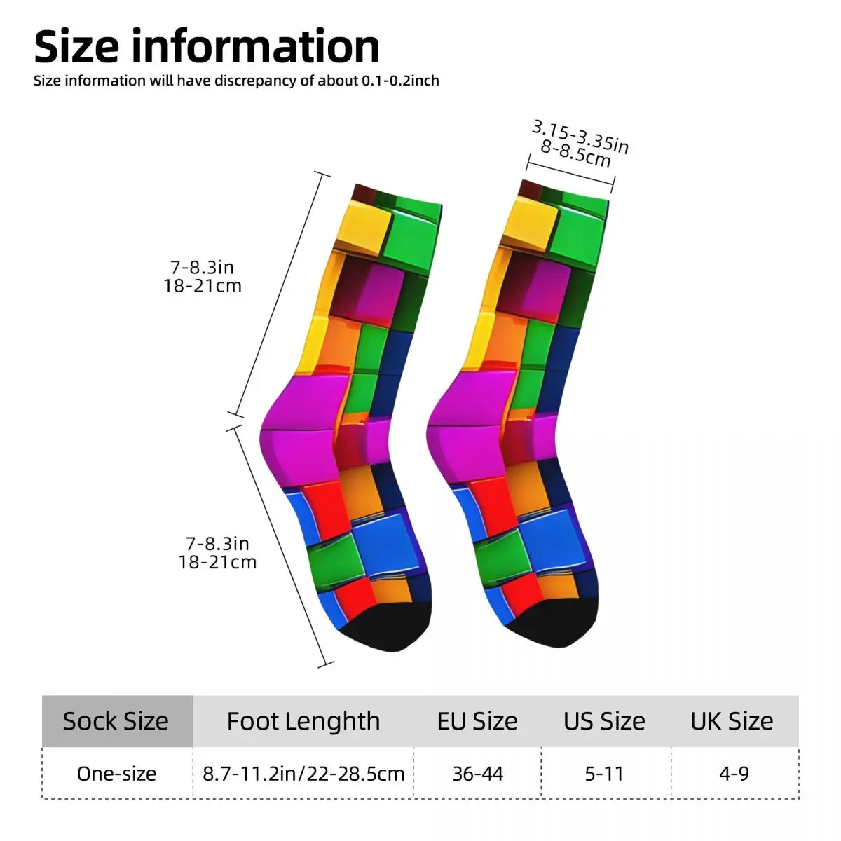 Building Blocks Bath Mat Men Socks Windproof Novelty Spring Summer Autumn Winter Stockings