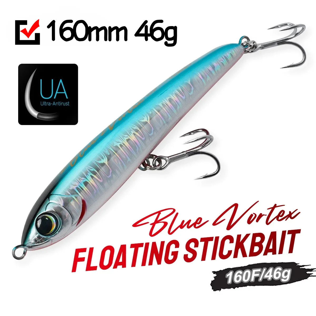 NOEBY Blue Vortex Stickbait 160 мм 46 г Плавающий карандаш Rolling Action Искусственная жесткая приманка Морская вода Тунец GT Рыболовная приманка NOEBY Blue Vortex Stickbait 160 мм 46 г Плавающий карандаш Rolling Action Искусственная жесткая приманка Морская вода Тунец GT Рыболовная приманка