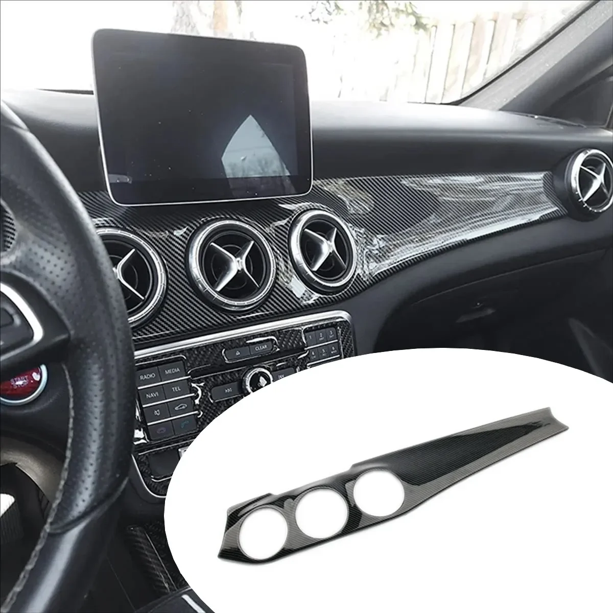 Carbon Faser Muster Auto Konsole Klimaanlage Outlet Vent Panel Abdeckung Trim Für Mercedes Benz GLA