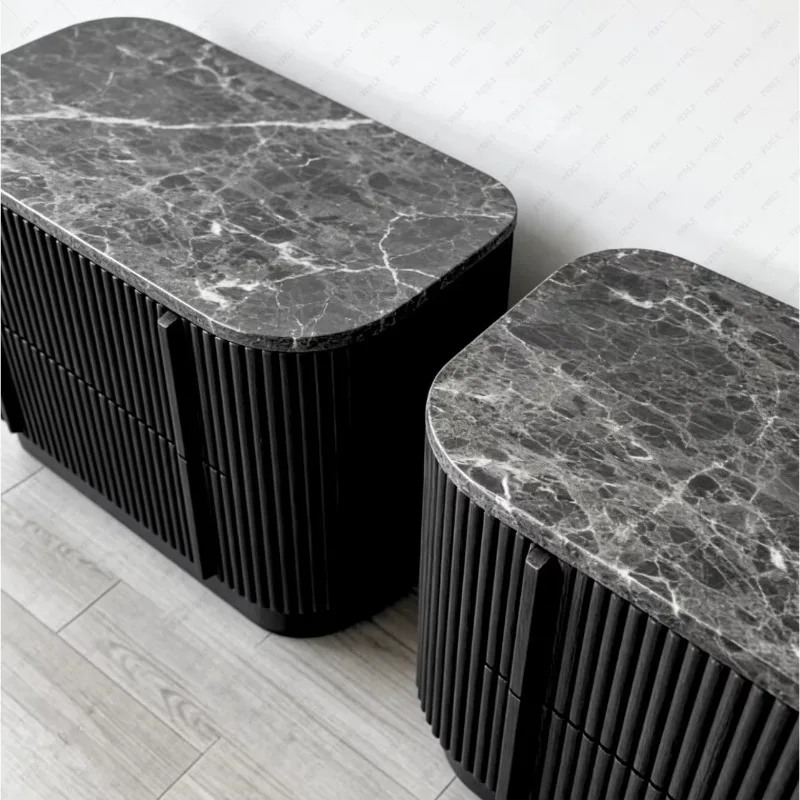 Modern style nightstand, oak marble enclosed nightstand