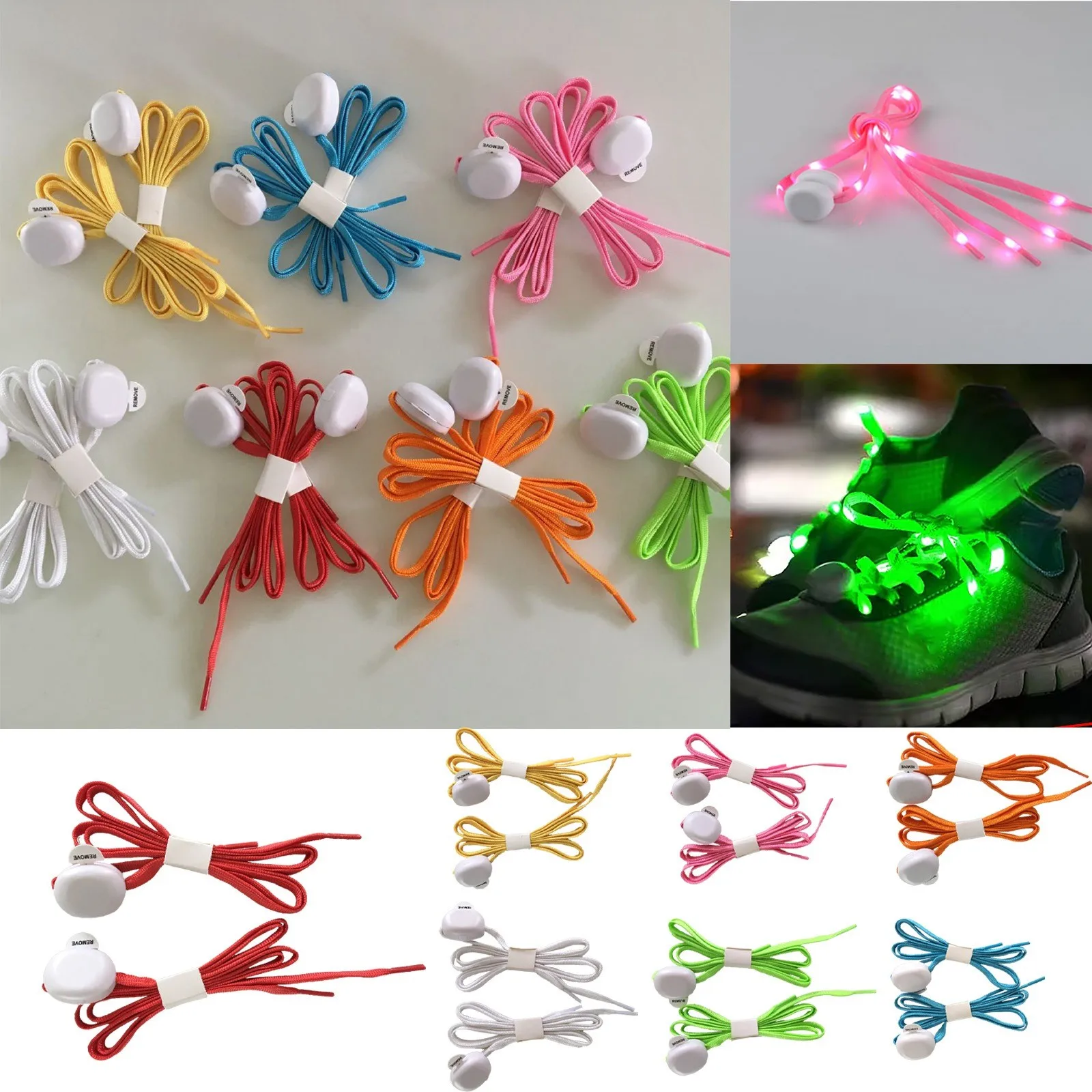 

LED Luminous Shoelaces Night Running Group Warning Equipment Fluorescent Luminous Running Party Decorations for Adults Bundle