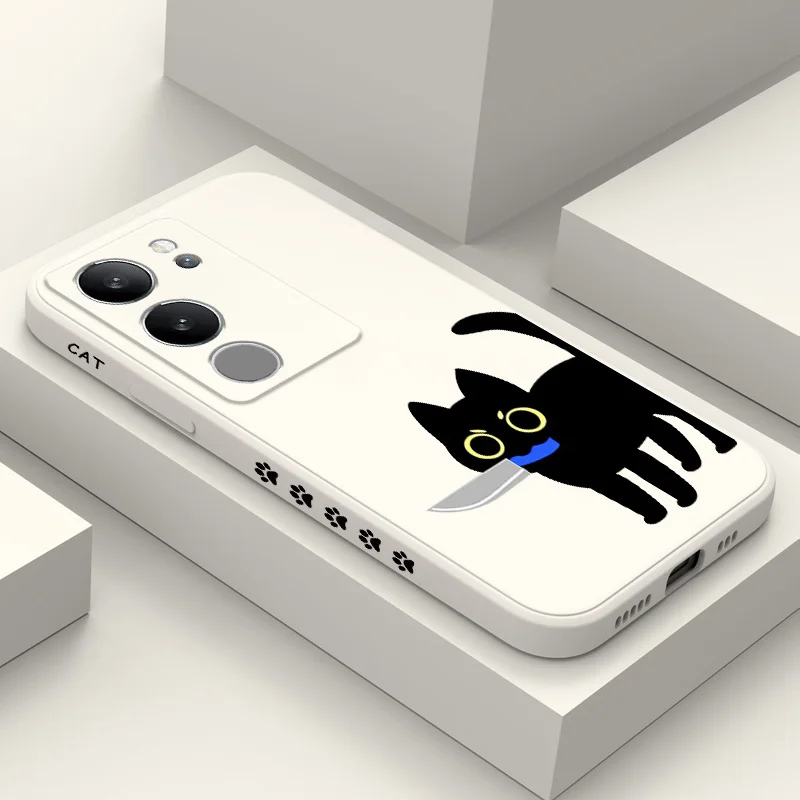 

Blade Black Cat Phone Case For VIVO V50 V40 V30 V29 V29E V27 V27E V25 V25E V23 V23E V21 V20 Y20 Y12 Y21 Y22 Y50 Y35 Y76 Pro 4G 5