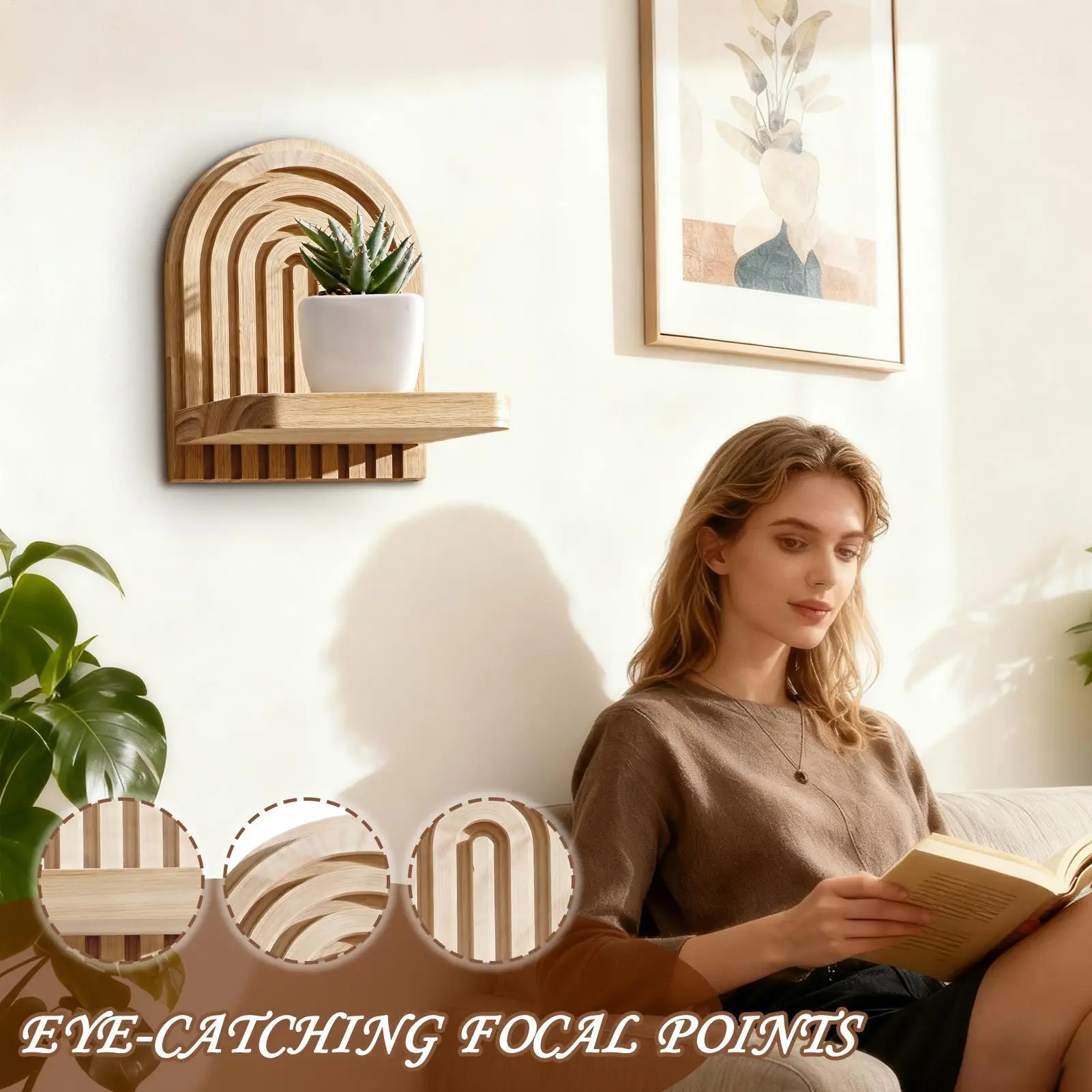 Floating Display Shelf Rainbow-Shaped Organizer Stand Small Space-Saving Display Stand For Living Room Bathroom Kitchen Den