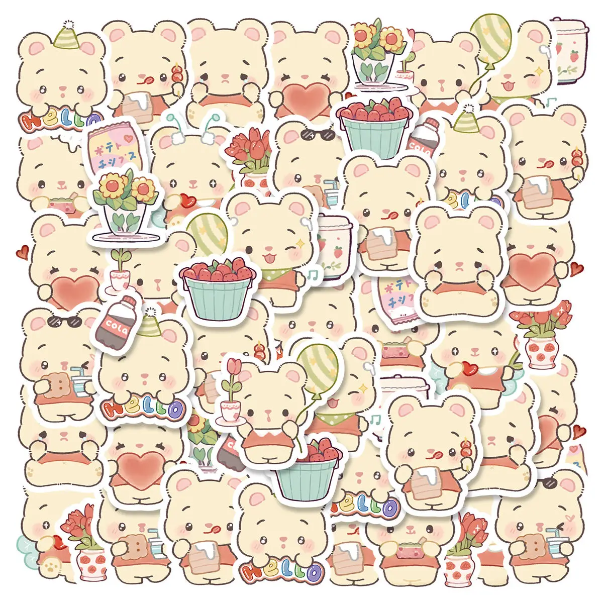 45 PCS Sweet Little Bear Student DIY Stationery,Diaries,Cups,Mobile Phones, Laptops,Scrapbooks,Decoration Stickers