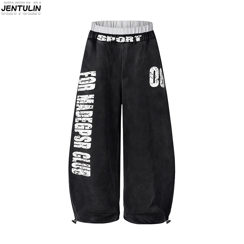 

Мужские спортивные брюки Harajuku Street Heavy Duty в стиле Y2K с эффектом потертости, модные, с крутым буквенным принтом, свободные, широкие, для спорта и отдыха
