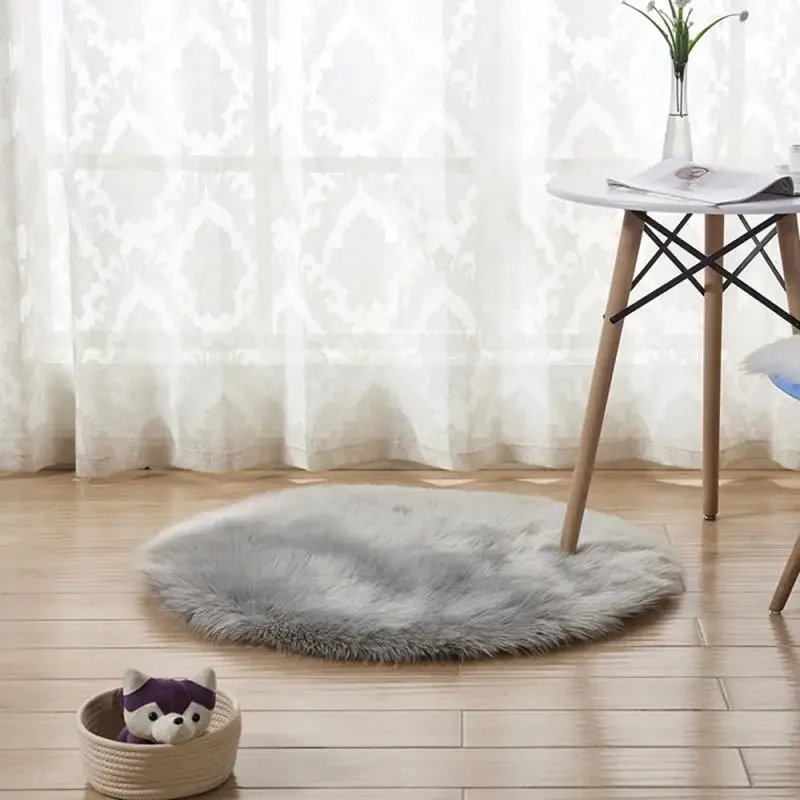 Carpet Soft Machine Floor Small Rugs Mat Warm Artificial Sheepskin Rug Chair Cover Fluffy Round Rug Carpet Circles