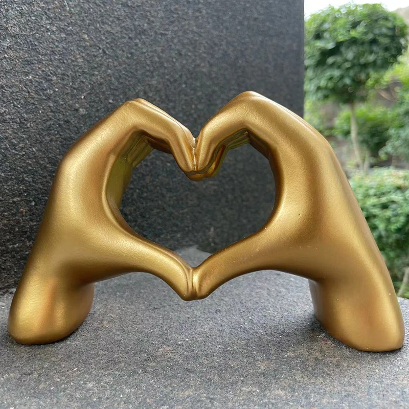 1pc Gesture Decoration Heart Finger Statue Modern Art Sculpture Decor Love Figurines Bedroom Home Desktop Wedding Ornaments