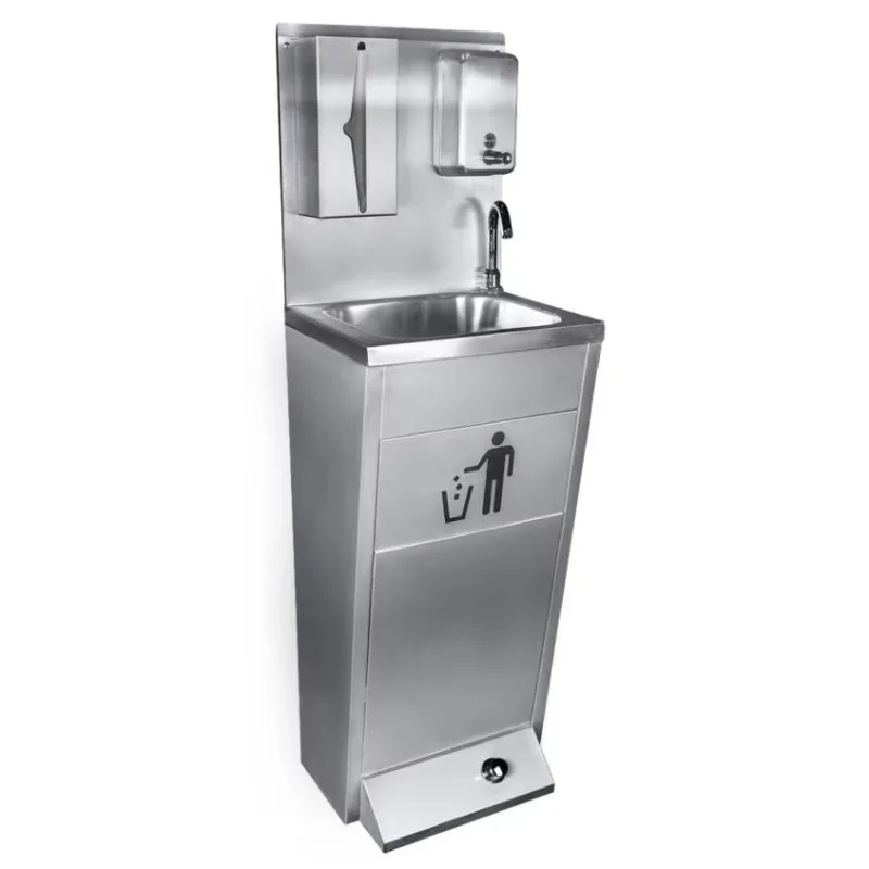 Stainless Steel Hands Free Sinks Pedestal Commercial Touchless Hand Sink Floor Free Standing Foot Operated Hand Wash Basin