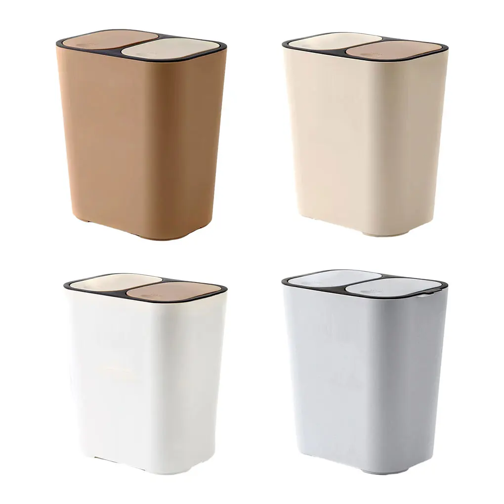 Rectangle Plastic Push-button Trash Can Convenient And Lightweight Innovative Versatile Waste Bins Coffee 29X21X33CM