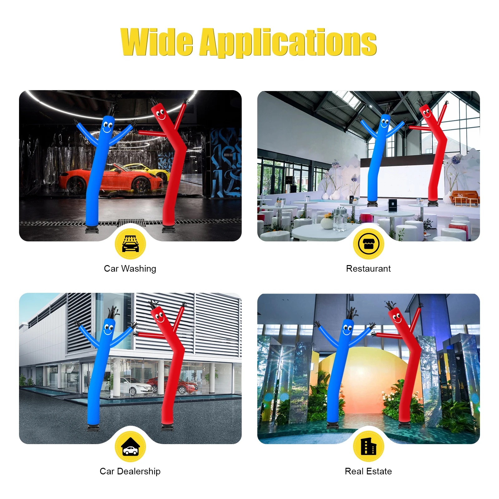 Inflatable Tube Man Blower, 370W Inflatable Sky Model Wind Tube Man Puppet Blower for Waving Inflatable Puppet Wavy Tube Man