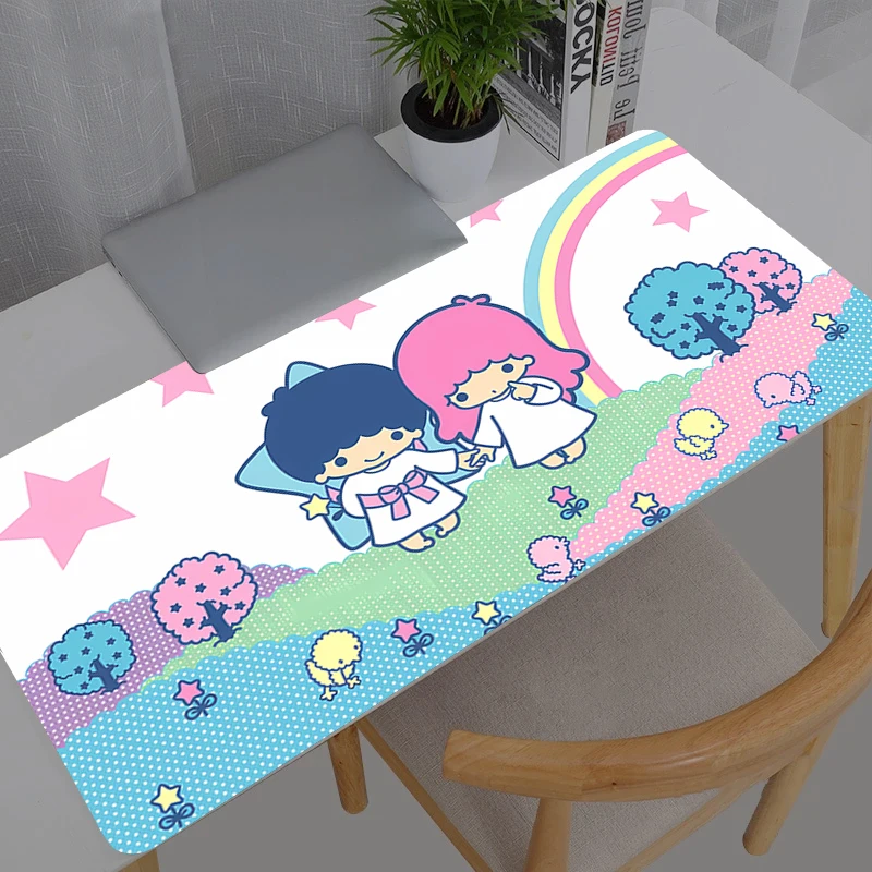 

Kawaii Mouse Pad Anime Sanrio Little Twin Stars Cute Gabinete Gamer Computer Desk Mat Keyboard Gaming Accessories Mousepad