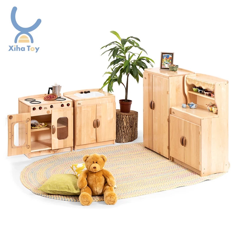 

Деревянный игровой набор Монтессори для ролевых игр: кухонные игрушки для детей дошкольного возраста, для мальчиков и девочек, из МДФ, для приготовления еды