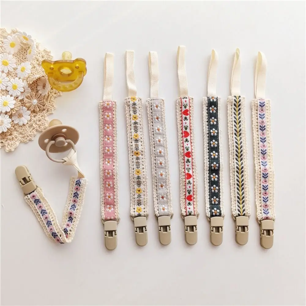 

Детская тканевая цепочка для соски в этническом стиле, деревянный зажим, регулируемый держатель для пустышки, зажимы для пустышки, зажимы для держателя сосков с цветочным принтом для малышей