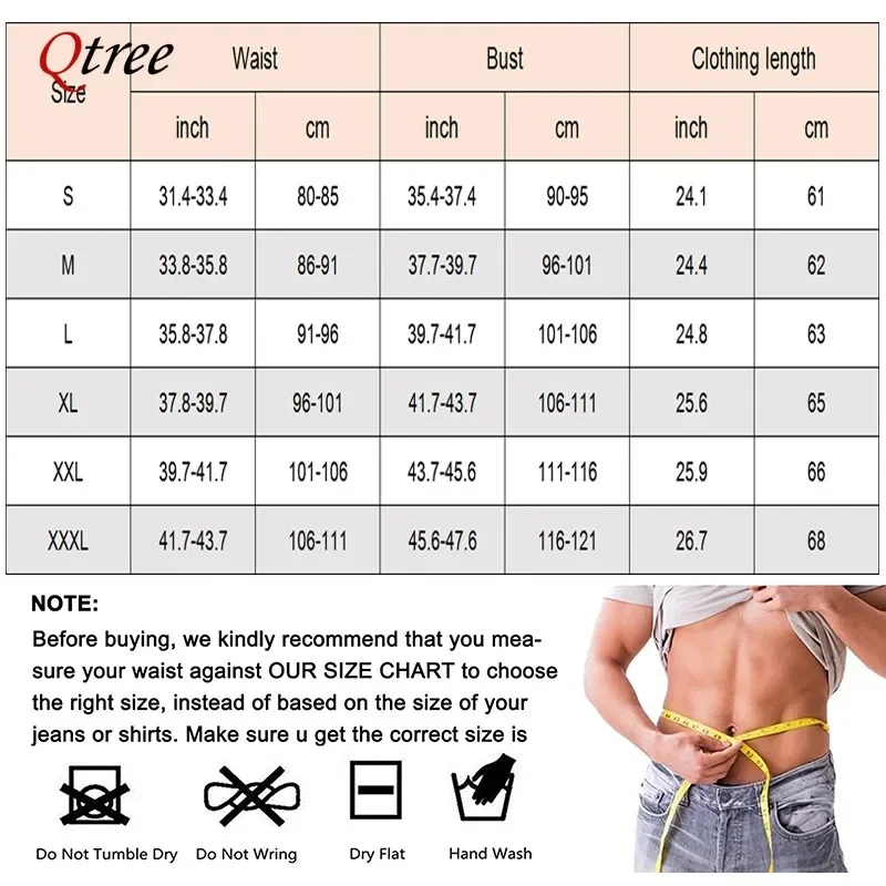 Qtree Men's Slimming Sauna Tank Top Body Shaper Compression Vest with Zipper Strong Back Support Undershirt Compression Corset
