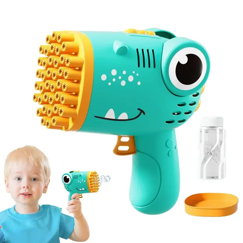 

Dinosaur Bubble Blower Rocket Bubble Maker Toy Rocket Bubble Blower For Kids Leakproof 40 Hole Dinosaur Design Automatic Bubble