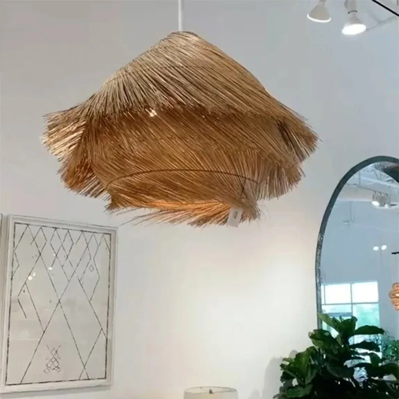 Imagem -05 - Sudeste Asiático Rattan Wicker Pendant Lights Tecido à Mão Birdnest Jantar Lâmpadas Suspensas para Foyer Quarto Loja de Pano Iluminação Decorativa