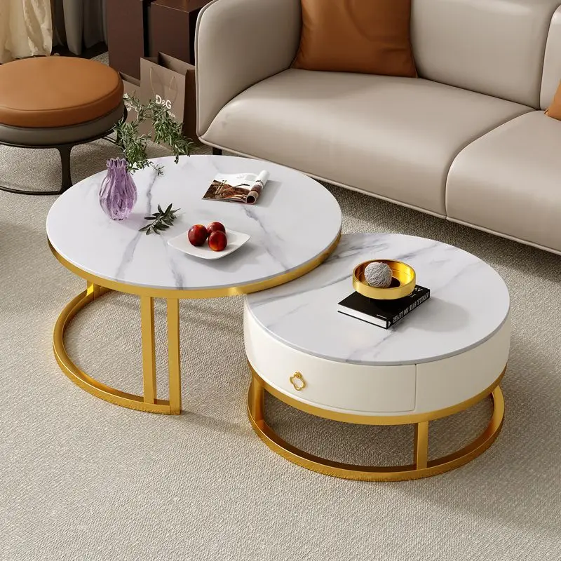 Round Low Coffee Table Storage Drawers Living Room Modern Coffee Table Simple Design Mesas De Centro Para Sala Smart Furniture