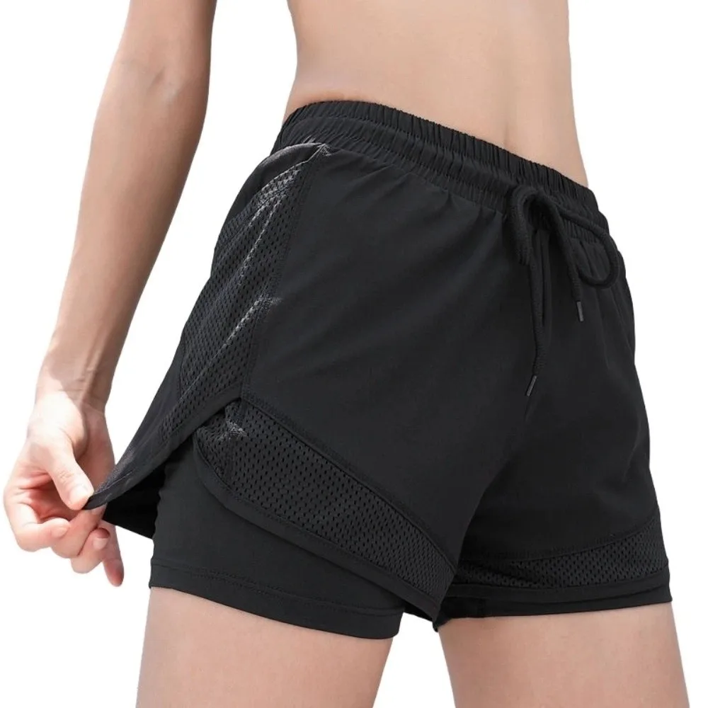 

Washable Loose Women Yoga Shorts Mesh Lift Butt Fitness Leggings Breathable with Pocket Sports Underwear Summer