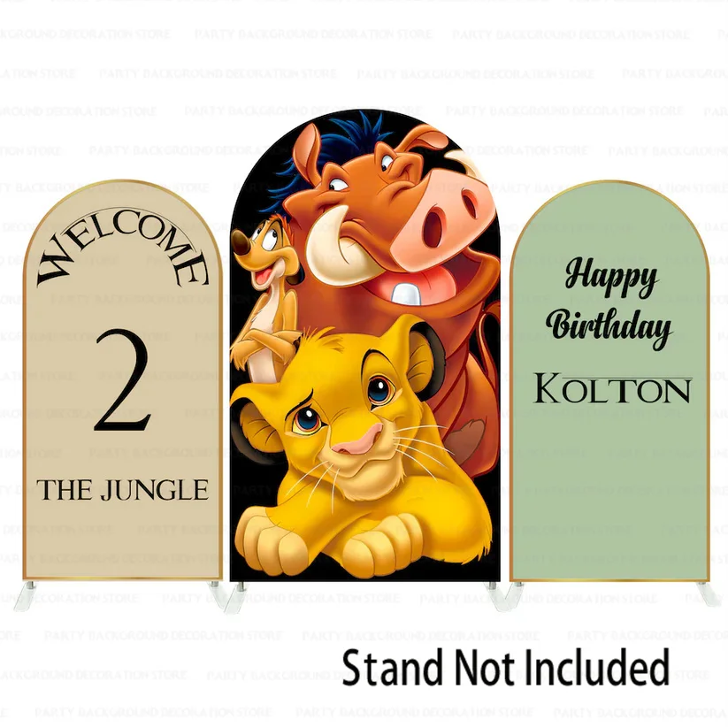 Imagem -04 - Disney Custom Photo Backdrop Fotografia Fundo Birthday Party Fundo Photo Arch Pôr do Sol Nana Pumba Porco Simba Rei Leão