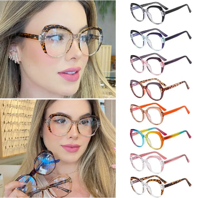 Samjune Round Rainbow Glasses Frames Anti Blue Light Women Fashion Computer Eyeglasses Customizable Prescription
