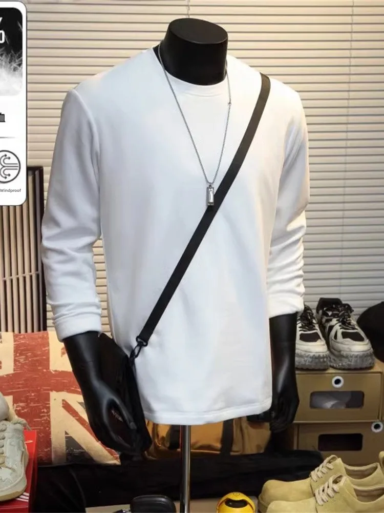 

Мужская теплая базовая футболка Cleanfit с длинным рукавом, белая, утепленная пухом, для осени и зимы, для температур до минусовых, с круглым вырезом