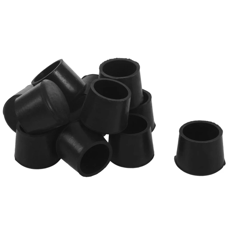 Rubber Furniture Crutch Feet Stool Chair Leg Tip Pad 24Pcs Black