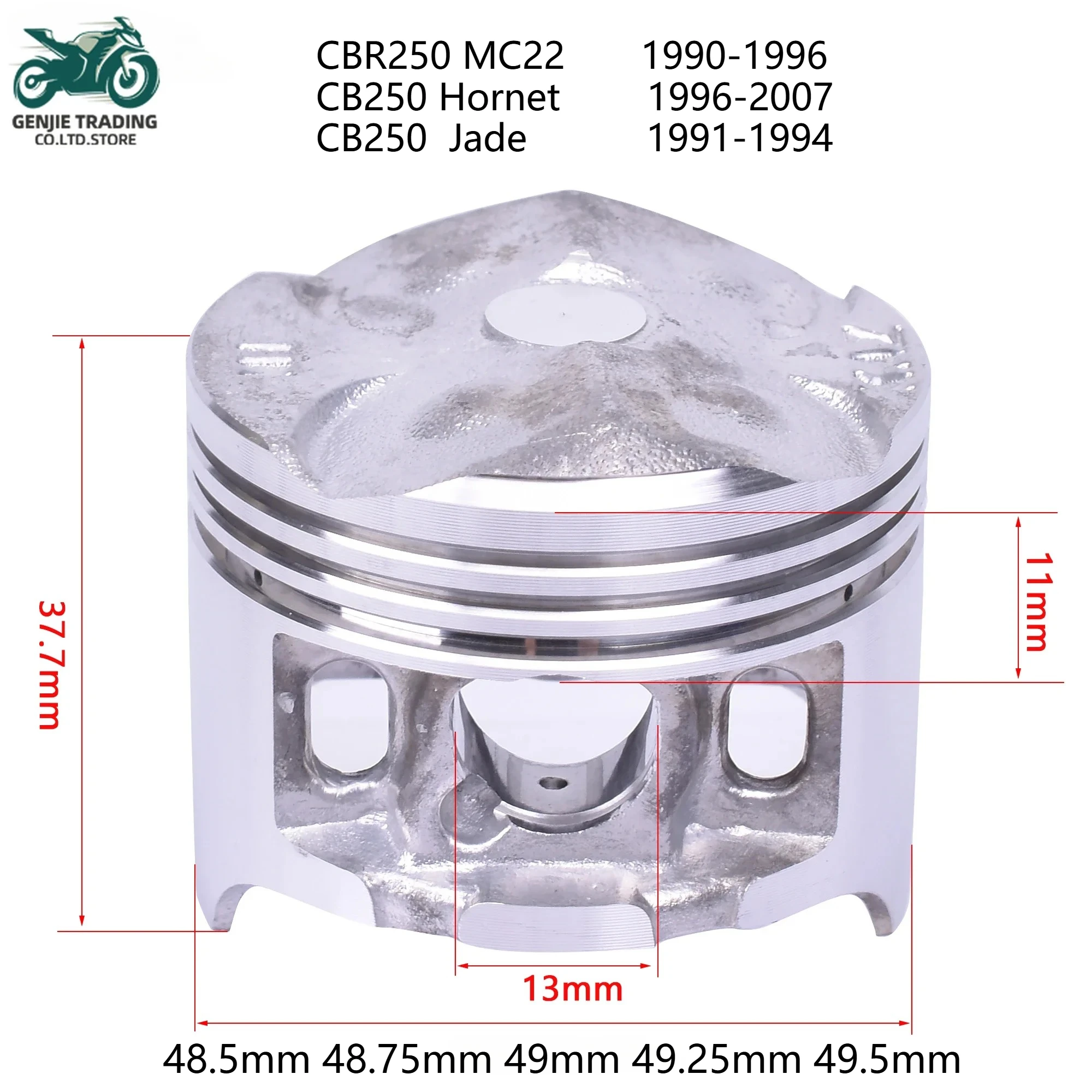 

Motorcycle Piston Rings Kit 48.5mm 48.75mm 49mm 49.25mm 49.5mm STD ~+100 For HONDA CBR250 MC22 90-96 CB250 Hornet 96-07 CB 250