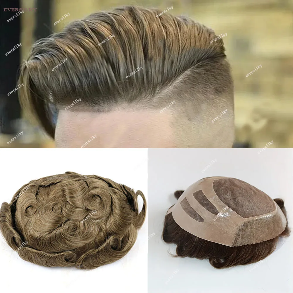 

Light Blonde Brown Durable NPU Bond 100% Human Hair Mens Toupee Fine Mono Hair Prosthesis Base Natural Hairline Capillary System