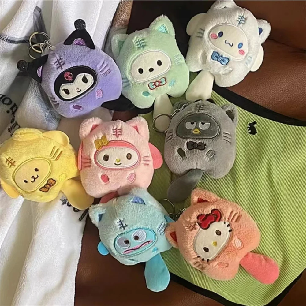 Sanrio Hello Kitty Pluche Sleutelhanger Poppen Kawaii Kuromi Cinnamoroll Cartoon Pluche Rugzak Hanger Accessoires Meisjes Geschenken Speelgoed