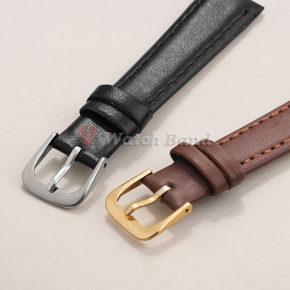 PU Strap Watchband Black Brown 8mm 10mm 12mm 14mm 16mm 18mm 20mm 22mm 24mm Wrist Strap Gold Buckle Relogio Masculino Accessories