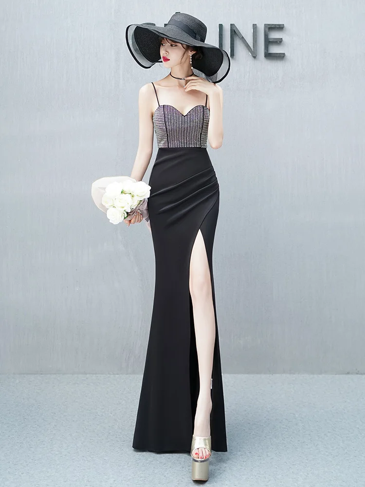 

Ele Sexy Evening Gown for Women mid Waist Fi Tail Skirt Long Svel Birthday Par Performance Celebration Dr