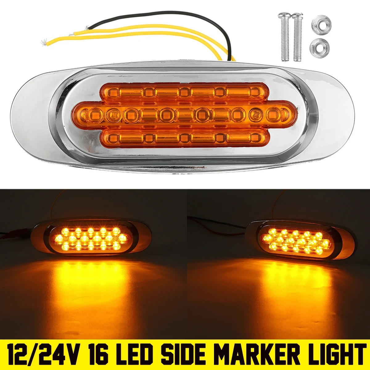 2PCS LED Side Marker Indicator Lights Front Rear Tail Clearance Lamp DC 12V Universial for Bus Truck Lorry Trailer Boat