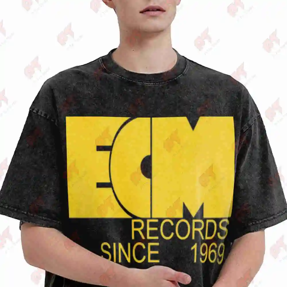 ECM Records Jazz Since 1969 Yellow Vintage Washed Tee Pure Cotton T-Shirt