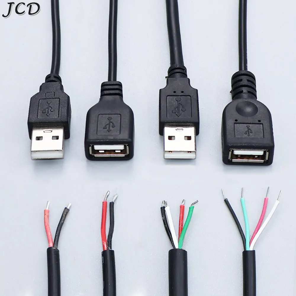 JCD 30cm/1M Power Supply Cable USB 2.0 A Female Male 2/4 Pin Wire Jack Charger Charging Cord Extension Connector DIY 5V Line