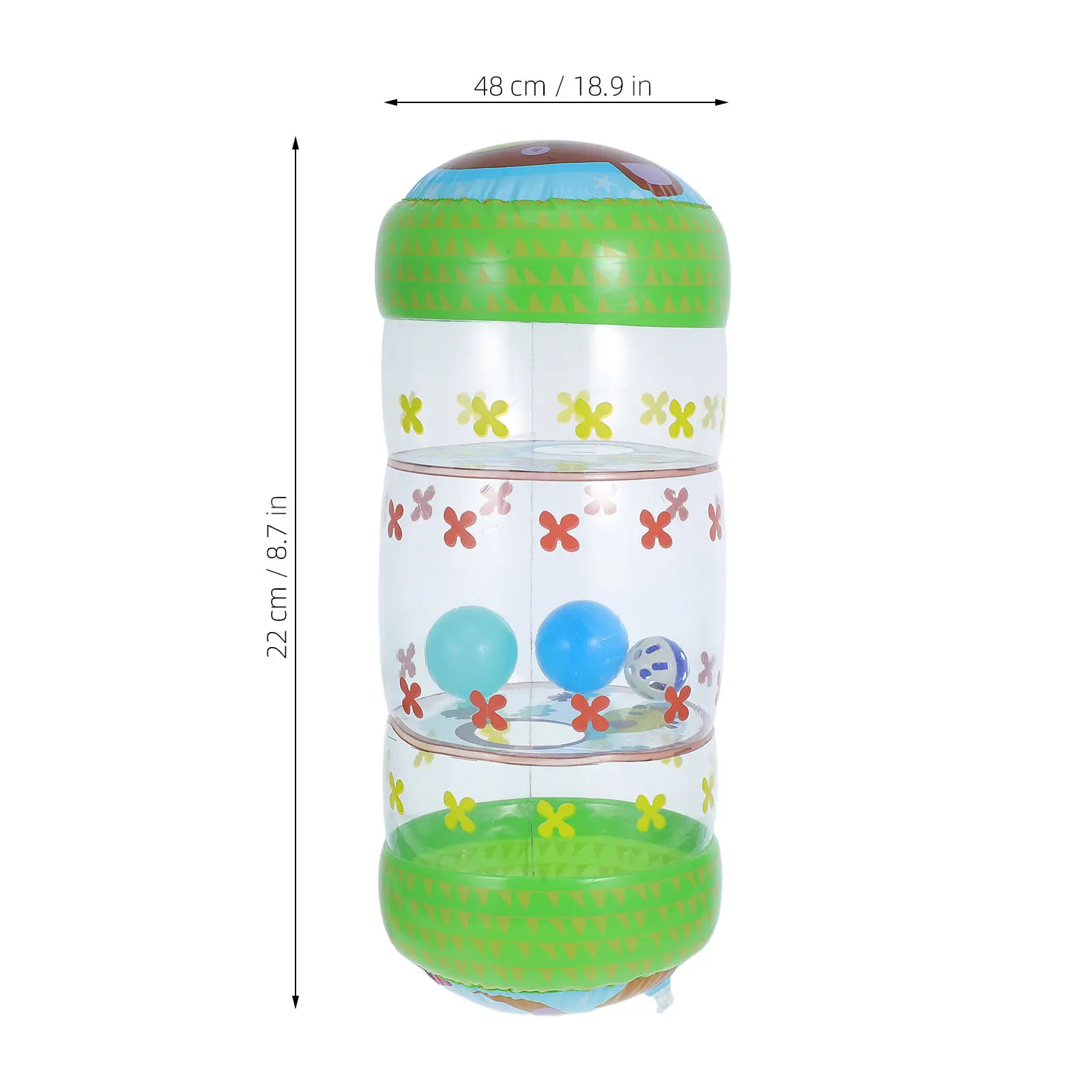 Bunter Baby-Krabbelroller mit Rasselball, aufblasbarer Rollball für die Entwicklung des Säuglings, langlebige PVC-Spielmatte für Kleinkinder im Innenbereich