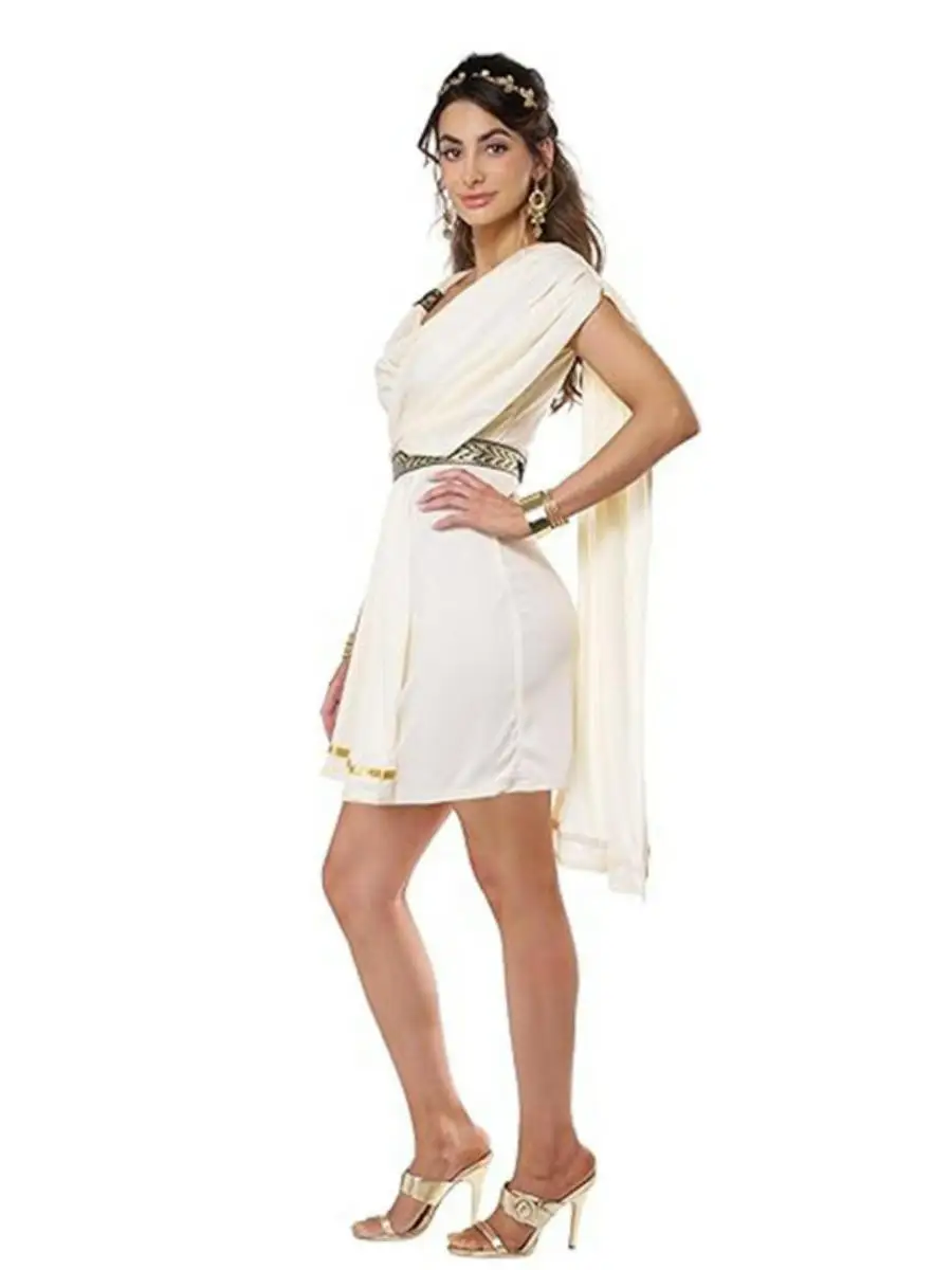 Strój na Halloween Biały Bóg Spódnica Garnitur Zestaw Nieregularna Długa Suknia Etniczny Kostium Sceniczny Materiał Bawełniany Moda Damska