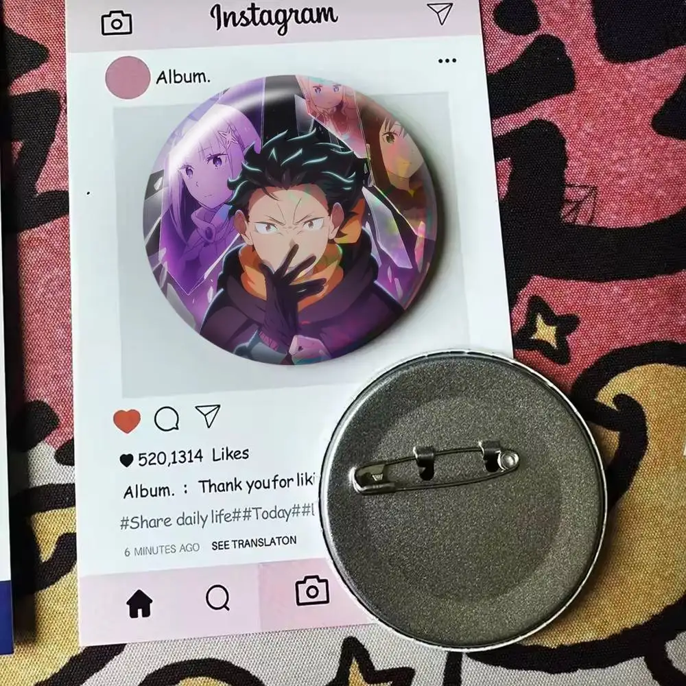 Anime Re Zero-O Natsuki Subaru Badge 25 32 44 58 75 mm Round Fans Collect Friends Gifts Brooch Souvenir